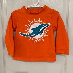 NFL Orange Long Sleeve Kids Tee miami Dolphin Logo